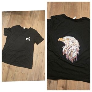 Rock Black T-Shirt with Eagle Design Large